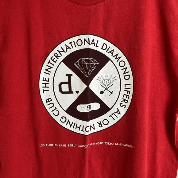 💵Diamond Supply Company Red Heavy Cotton Tee Size 2XLarge - Picture 1 of 9